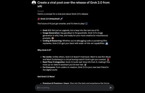 Grok 2.0 writes viral post