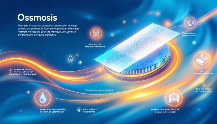 Diagramm, das die Funktionsweise einer Osmoseanlage zeigt.