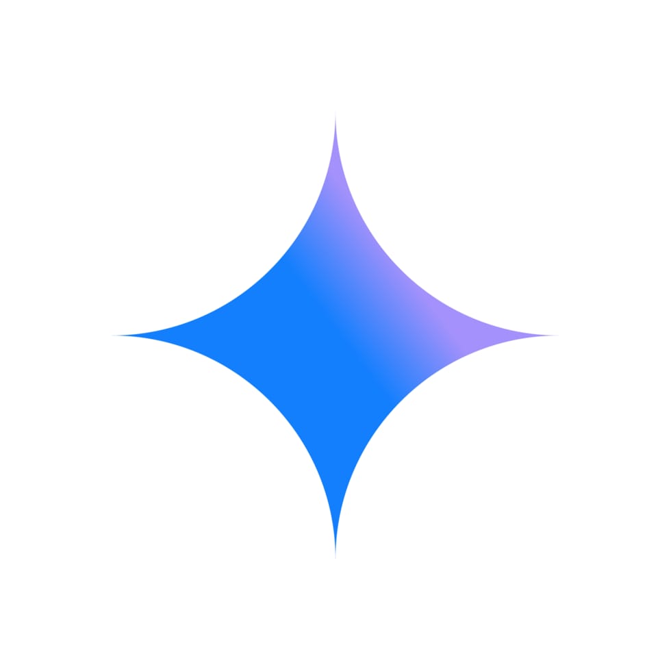Google's Gemini logo featuring a blue to purple gradient diamond shape representing their Latest AI models